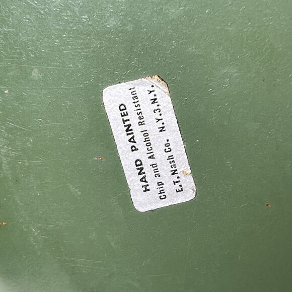 Vintage Nash Company Metal Tray Tole Painting Fruit Olive Green 14 Inch MCM - Picture 7 of 10